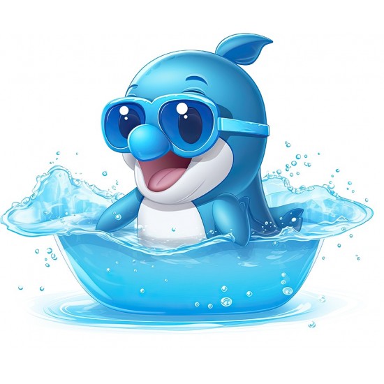 Sticker decorativ, Delfin, Albastru, 72 cm, 1352STK-3 Sticker decorativ, Delfin, Albastru, 72 cm, 1352STK-3