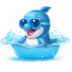 Sticker decorativ, Delfin, Albastru, 72 cm, 1352STK-3 Sticker decorativ, Delfin, Albastru, 72 cm, 1352STK-3