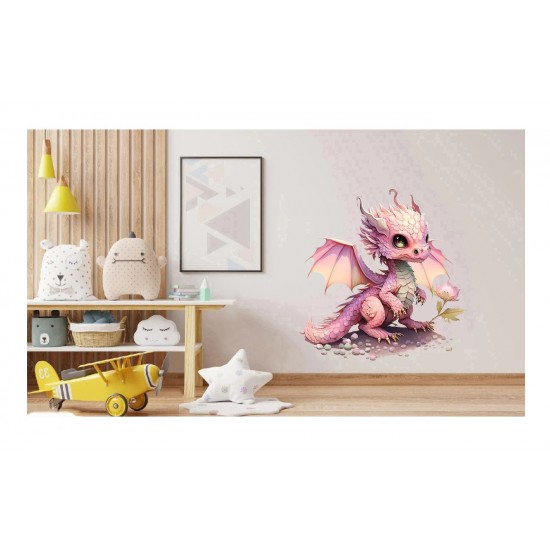 Sticker decorativ, Dragon, Roz, 60 cm, 1262STK-5 Sticker decorativ, Dragon, Roz, 60 cm, 1262STK-5