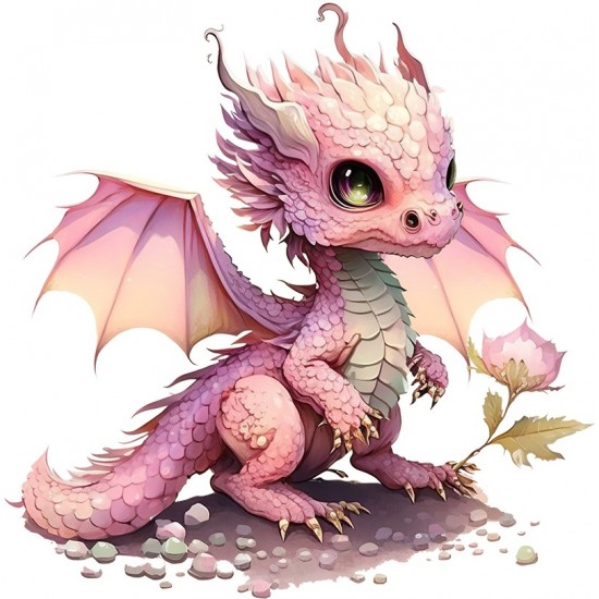 Sticker decorativ, Dragon, Roz, 60 cm, 1262STK-5 Sticker decorativ, Dragon, Roz, 60 cm, 1262STK-5