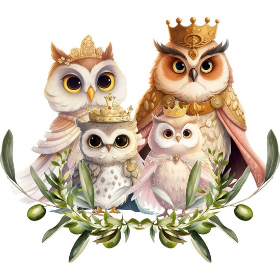 Sticker decorativ, Familia Regal Bufnita, Multicolor, 68 cm, 1295STK Sticker decorativ, Familia Regal Bufnita, Multicolor, 68 cm, 1295STK