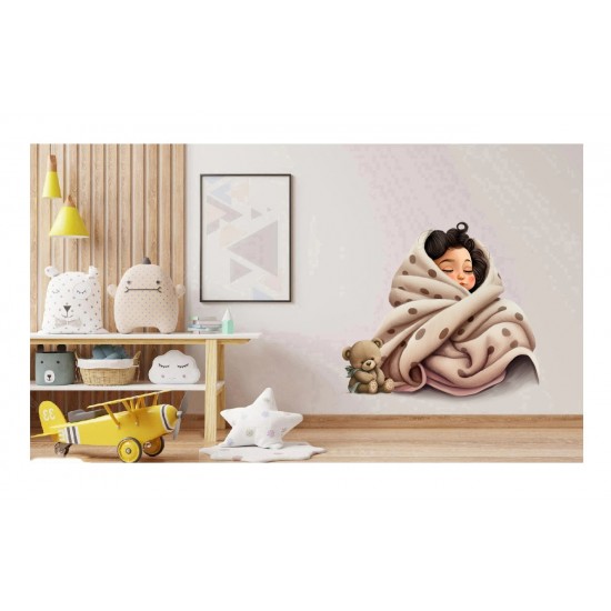 Sticker decorativ, Fata Adormita, Maro, 66 cm, 1291STK-2 Sticker decorativ, Fata Adormita, Maro, 66 cm, 1291STK-2