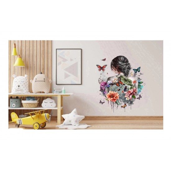 Sticker decorativ, Fata, Fluturi si Flori, Multicolor, 70 cm, 1208STK-3 Sticker decorativ, Fata, Fluturi si Flori, Multicolor, 70 cm, 1208STK-3