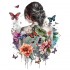 Sticker decorativ, Fata, Fluturi si Flori, Multicolor, 70 cm, 1208STK-3