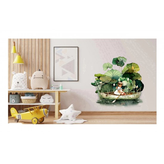 Sticker decorativ, Fetita, Verde, 69 cm, 1283STK-4 Sticker decorativ, Fetita, Verde, 69 cm, 1283STK-4