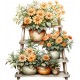 Sticker decorativ, Flori Crizanteme, Portocaliu, 68 cm, 1363STK-7 Sticker decorativ, Flori Crizanteme, Portocaliu, 68 cm, 1363STK-7