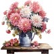 Sticker decorativ, Flori Crizanteme, Roz, 61 cm, 1363STK Sticker decorativ, Flori Crizanteme, Roz, 61 cm, 1363STK