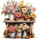 Sticker decorativ, Flori Crizanteme, Roz, 62 cm, 1363STK-2 Sticker decorativ, Flori Crizanteme, Roz, 62 cm, 1363STK-2