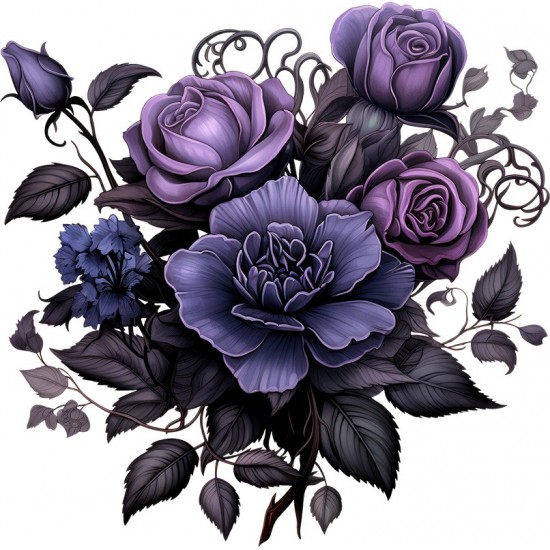 Sticker decorativ, Flori, Mov, 60 cm, 1325STK-1 Sticker decorativ, Flori, Mov, 60 cm, 1325STK-1