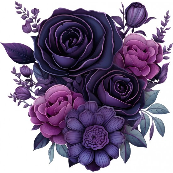 Sticker decorativ, Flori, Mov, 60 cm, 1325STK-3 Sticker decorativ, Flori, Mov, 60 cm, 1325STK-3