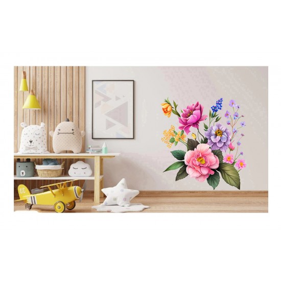Sticker decorativ, Flori, Multicolor, 60 cm, 1216STK-3 Sticker decorativ, Flori, Multicolor, 60 cm, 1216STK-3