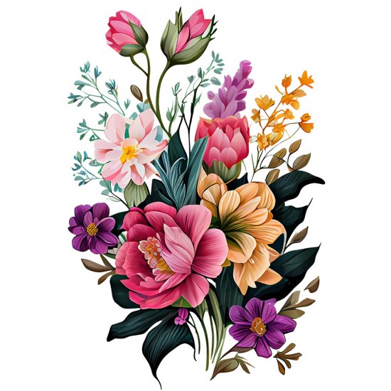 Sticker decorativ, Flori, Multicolor, 85 cm, 1216STK-2 Sticker decorativ, Flori, Multicolor, 85 cm, 1216STK-2