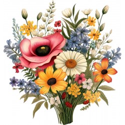 Sticker decorativ, Flori Salbatice, Multicolor, 63 cm, 1319STK-3