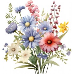 Sticker decorativ, Flori Salbatice, Multicolor, 63 cm, 1319STK-8