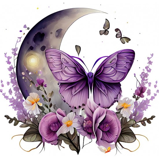 Sticker decorativ, Fluture, Mov, 62 cm, 1272STK-2 Sticker decorativ, Fluture, Mov, 62 cm, 1272STK-2