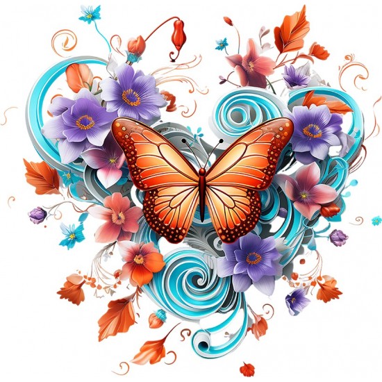 Sticker decorativ Fluture, Portocaliu, 61 cm, 1316STK Sticker decorativ Fluture, Portocaliu, 61 cm, 1316STK