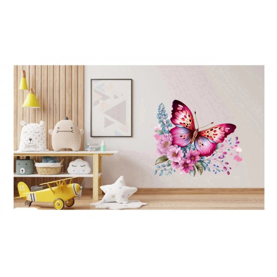 Sticker decorativ, Fluture, Roz, 69 cm, 1209STK-3 Sticker decorativ, Fluture, Roz, 69 cm, 1209STK-3
