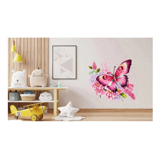 Sticker decorativ, Fluture, Roz, 69 cm, 1209STK