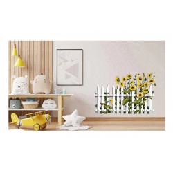 Sticker decorativ, Gard cu Flori, Galben, 80 cm, 1261STK-3 Sticker decorativ, Gard cu Flori, Galben, 80 cm, 1261STK-3