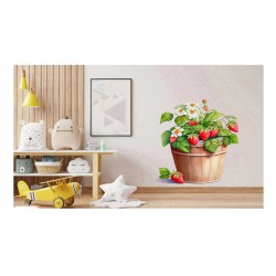Sticker decorativ, Ghiveci cu Capsuni, Rosu, 72 cm, 1261STK-9 Sticker decorativ, Ghiveci cu Capsuni, Rosu, 72 cm, 1261STK-9