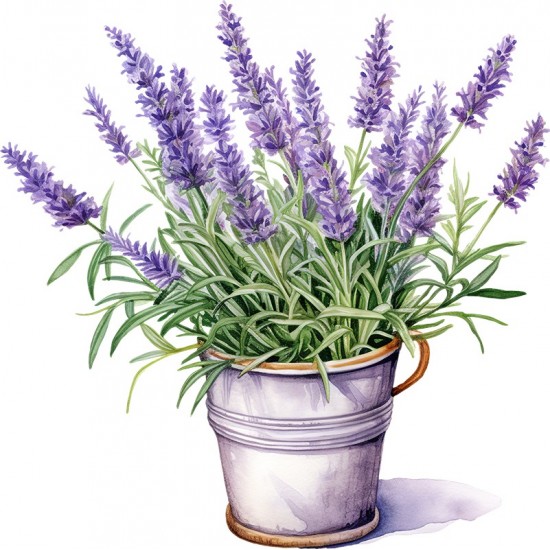 Sticker decorativ, Ghiveci cu Lavanda, Mov, 60 cm, 1339STK-4 Sticker decorativ, Ghiveci cu Lavanda, Mov, 60 cm, 1339STK-4