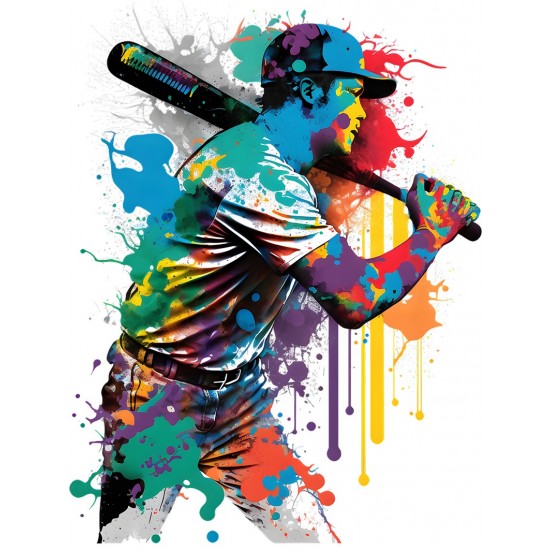 Sticker decorativ, Jucator Baseball, Multicolor, 79 cm, 1335STK-4