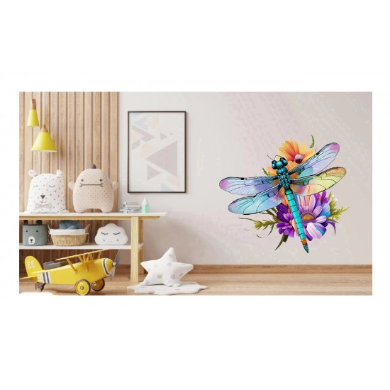 Sticker decorativ, Libelula, Albastru, 62 cm, 1206STK-4 Sticker decorativ, Libelula, Albastru, 62 cm, 1206STK-4