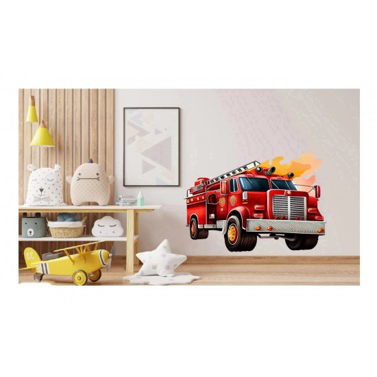 Sticker decorativ, Masina de Pompieri, Rosu, 71 cm, 1214STK-2 Sticker decorativ, Masina de Pompieri, Rosu, 71 cm, 1214STK-2
