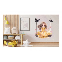 Sticker decorativ, Mica Printesa, Portocaliu, 71 cm, 1292STK-5