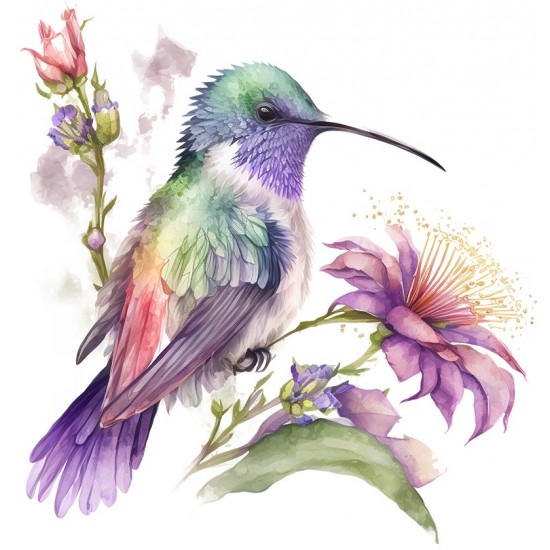 Sticker decorativ, Pasarea Colibri, Multicolor, 62 cm, 1271STK-2 Sticker decorativ, Pasarea Colibri, Multicolor, 62 cm, 1271STK-2