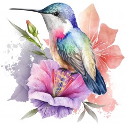 Sticker decorativ, Pasarea Colibri, Multicolor, 62 cm, 1271STK