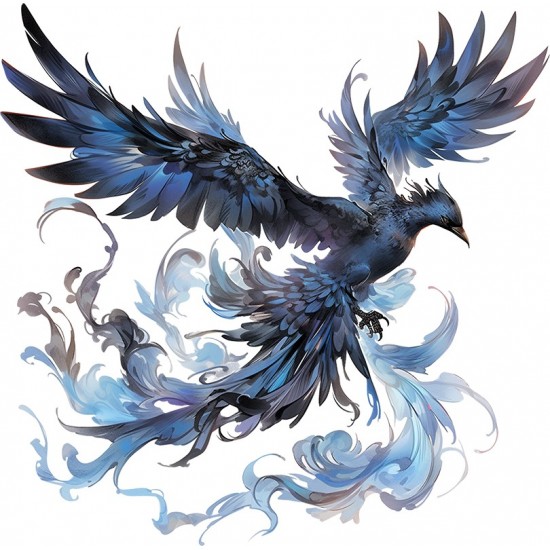 Sticker decorativ, Pasarea Phoenix, Albastru, 60 cm, 1323STK-3 Sticker decorativ, Pasarea Phoenix, Albastru, 60 cm, 1323STK-3