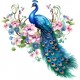 Sticker decorativ, Paun, Albastru, 61 cm, 1345STK-3
