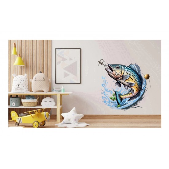 Sticker decorativ, Peste, Albastru, 60 cm, 1273STK-2 Sticker decorativ, Peste, Albastru, 60 cm, 1273STK-2