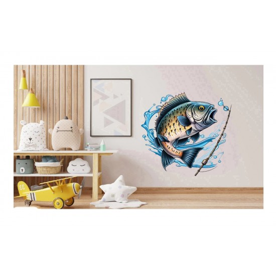 Sticker decorativ, Peste, Albastru, 62 cm, 1273STK-1 Sticker decorativ, Peste, Albastru, 62 cm, 1273STK-1