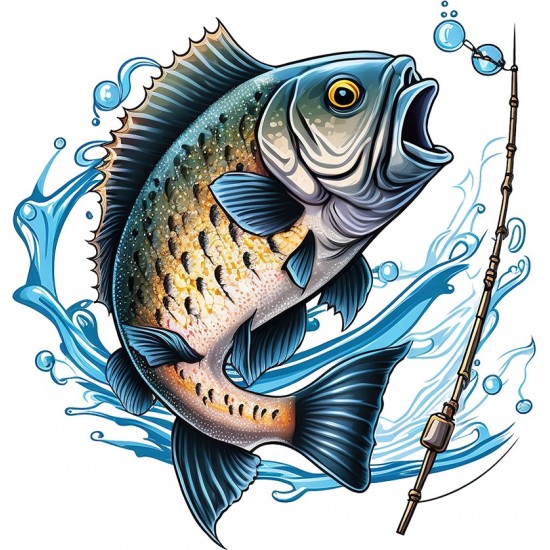Sticker decorativ, Peste, Albastru, 62 cm, 1273STK-1 Sticker decorativ, Peste, Albastru, 62 cm, 1273STK-1