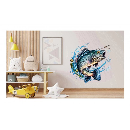 Sticker decorativ, Peste, Albastru, 63 cm, 1273STK Sticker decorativ, Peste, Albastru, 63 cm, 1273STK