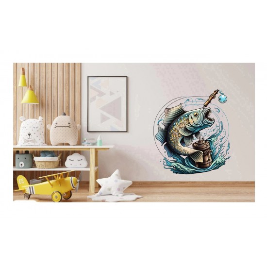 Sticker decorativ, Peste, Albastru, 65 cm, 1273STK-4 Sticker decorativ, Peste, Albastru, 65 cm, 1273STK-4