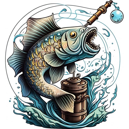 Sticker decorativ, Peste, Albastru, 65 cm, 1273STK-4