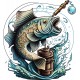Sticker decorativ, Peste, Albastru, 65 cm, 1273STK-4 Sticker decorativ, Peste, Albastru, 65 cm, 1273STK-4