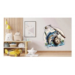 Sticker decorativ, Peste, Albastru, 66 cm, 1273STK-5 Sticker decorativ, Peste, Albastru, 66 cm, 1273STK-5