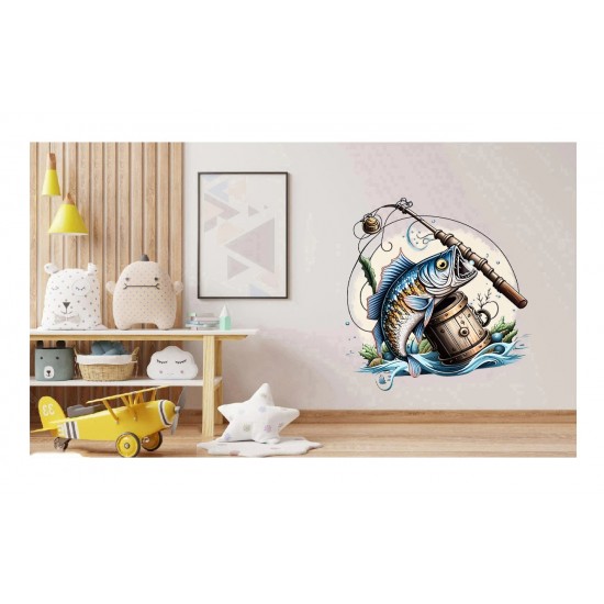 Sticker decorativ, Peste, Albastru, 66 cm, 1273STK-5 Sticker decorativ, Peste, Albastru, 66 cm, 1273STK-5