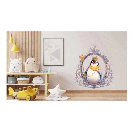 Sticker decorativ, Pinguin Rege, Alb, 73 cm, 1277STK-3 Sticker decorativ, Pinguin Rege, Alb, 73 cm, 1277STK-3