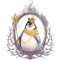 Sticker decorativ, Pinguin Rege, Alb, 73 cm, 1277STK-3