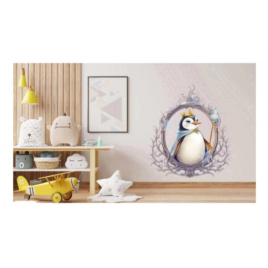 Sticker decorativ, Pinguin Rege, Alb, 73 cm, 1277STK-4 Sticker decorativ, Pinguin Rege, Alb, 73 cm, 1277STK-4