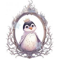 Sticker decorativ, Pinguin Rege, Alb, 74 cm, 1277STK-1