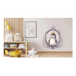 Sticker decorativ, Pinguin Rege, Alb, 74 cm, 1277STK-2 Sticker decorativ, Pinguin Rege, Alb, 74 cm, 1277STK-2