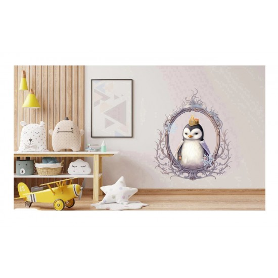 Sticker decorativ, Pinguin Rege, Alb, 74 cm, 1277STK-2 Sticker decorativ, Pinguin Rege, Alb, 74 cm, 1277STK-2
