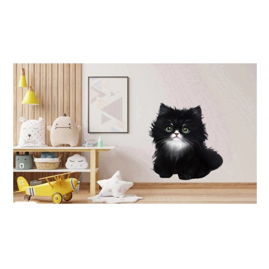Sticker decorativ, Pisica, Negru, 66 cm, 1230STK Sticker decorativ, Pisica, Negru, 66 cm, 1230STK