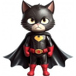 Sticker decorativ, Pisica Supererou, Negru, 64 cm, 1318STK